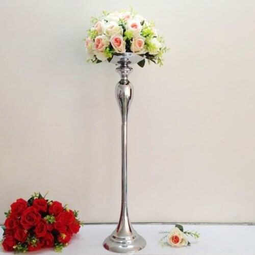 12PCS/LOT 75cm/30'' Tabletop Vase Metal Flower Vase Table Centerpiece For Mariage Metal Flowers Vases For Wedding Decoration 016