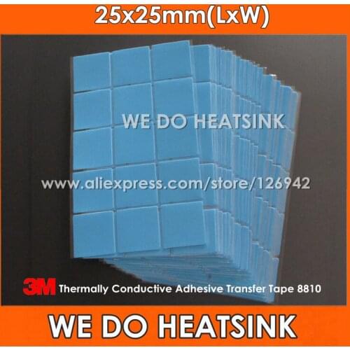 200pcs 3M 8810 25x25mm Blue Thermal Pads For Heatsink Radiator LED Heatsink