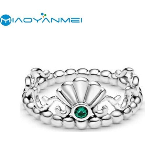 2020 Summer NEW 925 Sterling Silver Rings Shell Blue Zircon Ring Fit Original Pan Rings Jewelry Women Gift