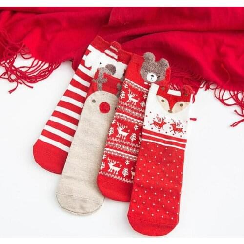 3 Style Autumn Winter Red Cartoon Lady Christmas Socks Womens Tube Socks Christmas Decor Supplies LX8402