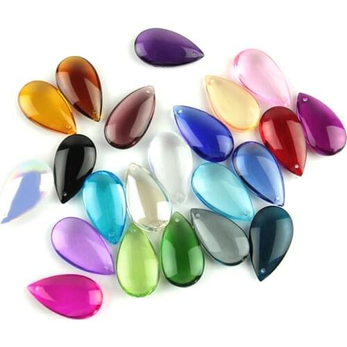 38mm 50mm 10pcs/100pcs Mixcolor Smooth Waterdrop Hanging Pendant Crystal Chandelier Suncatcher for Curtain Garland Home Decor