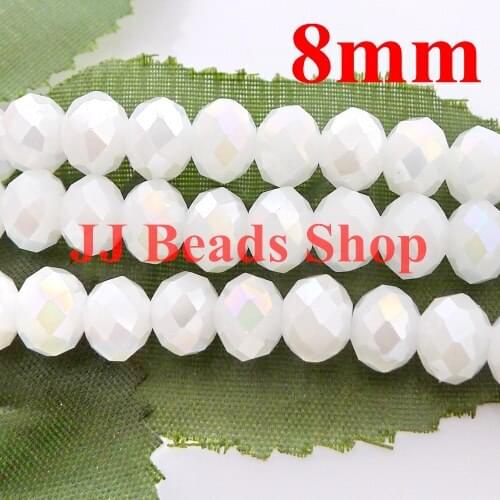 7.11USD/360pcs 8mm AAA top quality crystal glass 5040 rondelle beads white jadee AB colour 360pcs/lot R080AB456
