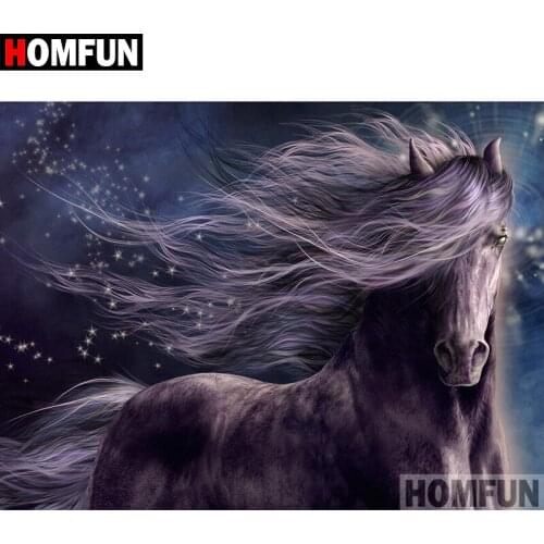 HOMFUN 5D DIY Diamond Painting Full Square/Round Drill "Animal horse" 3D Embroidery Cross Stitch gift Home Decor A02040