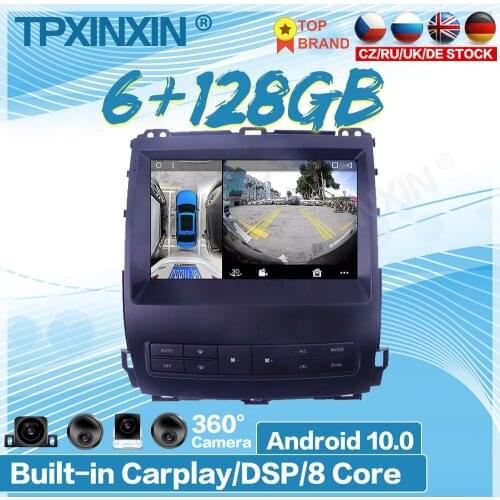6+128GB Android 10.0 For LEXUS GX470 2002-2009 Car Multimedia Player Recorder Stereo Radio GPS Auto Audio Navigation Host 360 HD