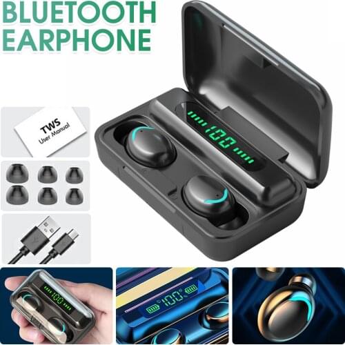 GUM Wireless Headphones Original F9 5.0 Bluetooth Earphones TWS Fingerprint Touch Headset Bass Stereo In-ear Earbuds for Sport