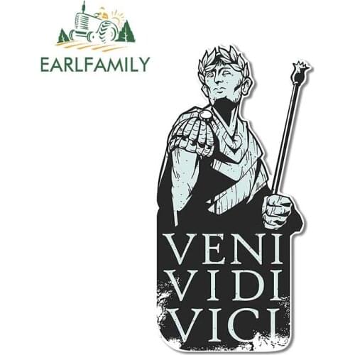 EARLFAMILY 13cm x 6.8cm for Veni Vidi Vici Julius Caesar Car Stickers Scratch-Proof Air Conditioner Decal Personality Graphics