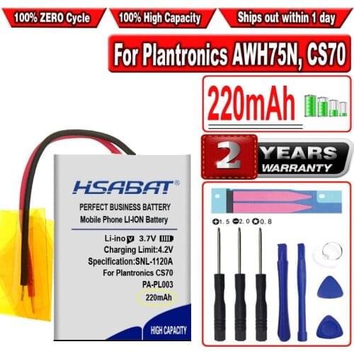 HSABAT 220mAh PA-PL003 Battery for Plantronics AWH75N, CS70, CS70N, CS70-N, Savi 730, Voyager Pro, W730, WH210