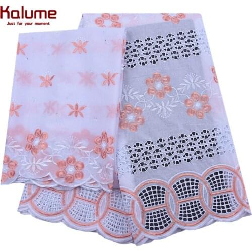 Kalume Latest African Cotton Lace Fabric With Stones Headcloth Nigerian Swiss Voile Lace Fabric For Nigerian Party Dress 2028