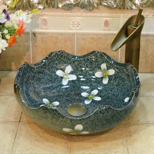 China Artistic Handmade Ceramic Bathroom Sinks Lavobo Round Countertop bathroom countertop ceramic wash basin sink