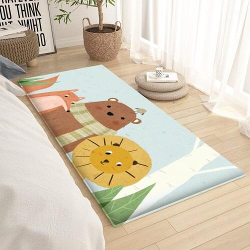 Top Brand Interesting Animal Pattern Flannel Children Carpet Non-Slip Baby Carpet Rectangular Bedroom Living Room Decor Carpet