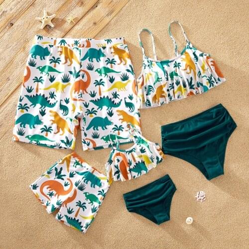PatPat 2021 New Summer Animal Dinosaur Print Family Matching Swimsuits