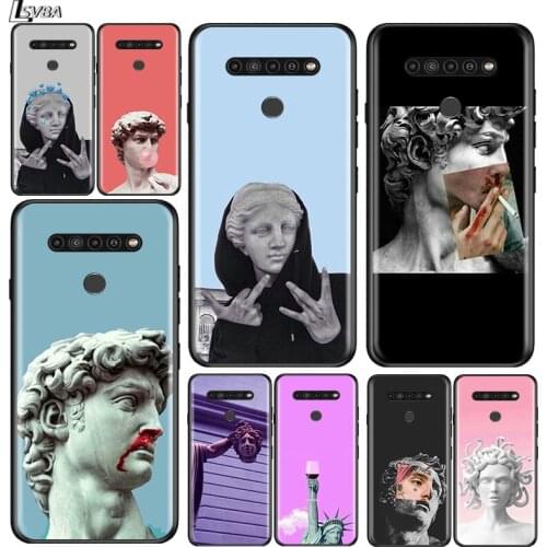 Michelangelo Art Statue for LG G8 G8S G8X V30 V35 V40 V50 V60 ThinQ Q60 K40 K50 K51 K61 K71 K92 K62 Soft Black Phone Case