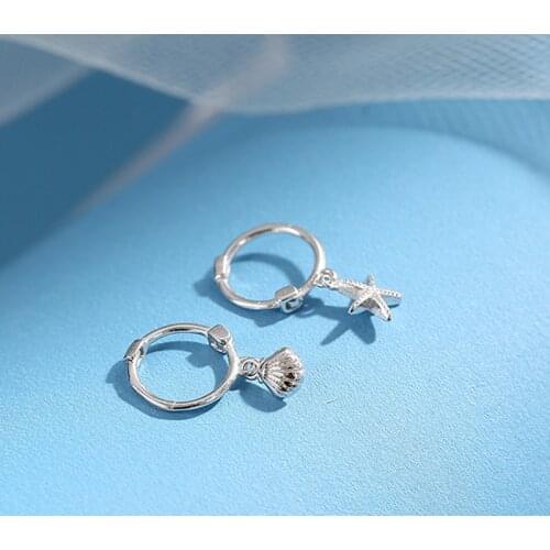 Trendy Jewelry Drop Earrings Silvery Plating Popular Design Metallic Shell Star Dangle Earrings For Women Girl Gifts