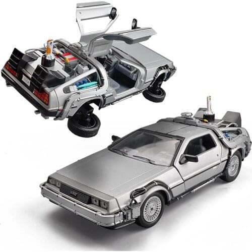 1:24 Diecast Alloy Model Car DMC-12 Delorean Back To The Future Time Machine Metal Toy Car For Kid Toy Gift Collection