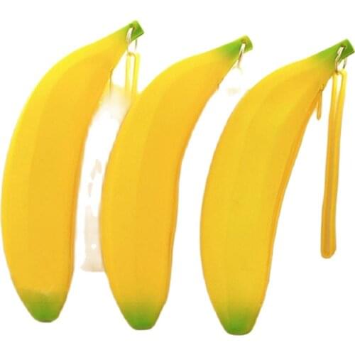 Fashion Women Girls Coin Purses Silicone Banana Shape Coin Purse Makeup Brush Bag Storage Pouch Zipper Coin Purses Women Wallet