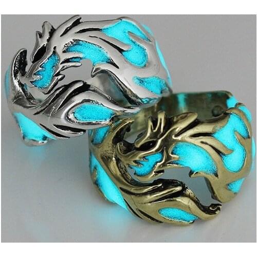 1 Pcs Men Dragon Ring Circle Finger Hoop Luminous Glow in the Dark Gift Jewelry AC889