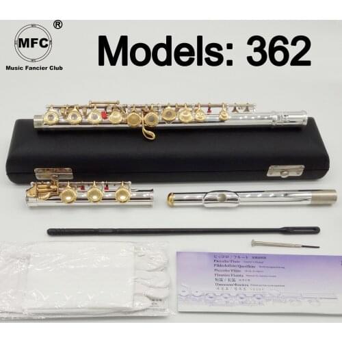 Music Fancier Club Flute 362 Engraving Hand Carved Keys Gold Plating Flutes B Leg Open Holes 17 Gold Keys