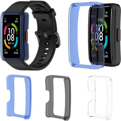 Soft PC Shell Screen Protector Slim Protective Watch Case Cover For Huawei Honor Band 6 Smartwatch Transparent Accessories