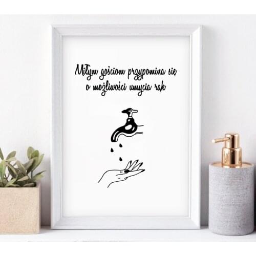 Poland Bathroom Wall Art Canvas Print And Poster , Bathroom Quote Hand Washing Reminder Canvas Painting Toilet Plakat Art Decor