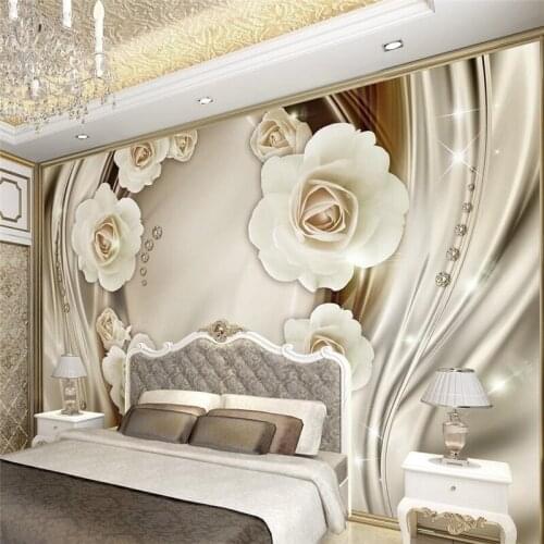 Mural papier peint wallpaper for walls 3 d Custom wallpaper Luxury gold 3d roses silk TV wall papel parede behang