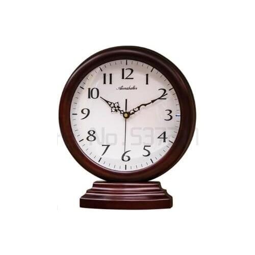 Solid wood desk clock ornaments modern simple desktop clock European table clock decoration
