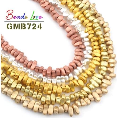 Natural Stone Dull Polish Matte Rose Gold Hematite 4-7mm Irregular Shape Diy Loose Spacer Beads for Bracelet Jewelry Making 15