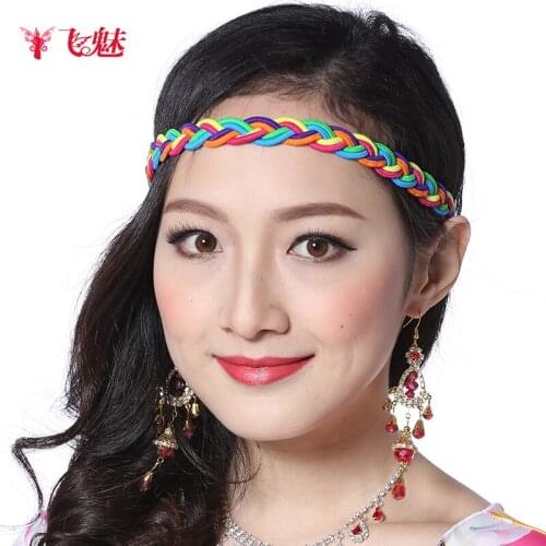 2016 New Belly dance accessories Color Stretch Serratula Hair band/Rainbow elastic headbands