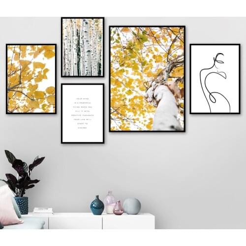 Autumn Landscape Golden Fallen Leaves Forest Wall Art Canvas Painting Nordic Posters And Prints Wall Pictures For Living Room