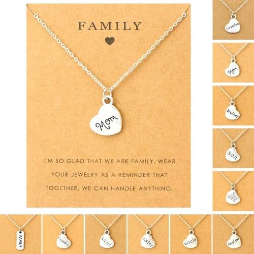 Family Mom Pendants Necklaces Grandma Aunt Sister Uncle Daughter Grandpa Dad Father Brother Son Charm Fashion Jewelry Love Gift
