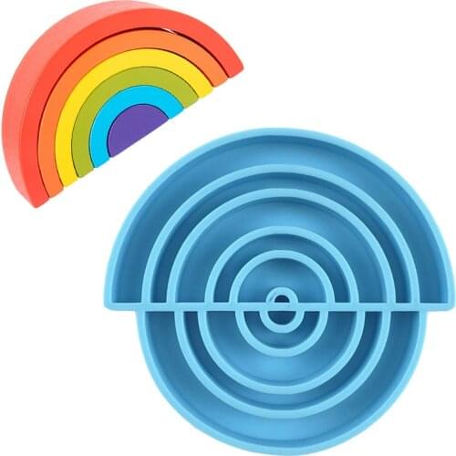 Rainbow Building Brick Silicone Molds DIY Semicircle Stick Epoxy Resin Molds Baby Educational Toy Making Tools