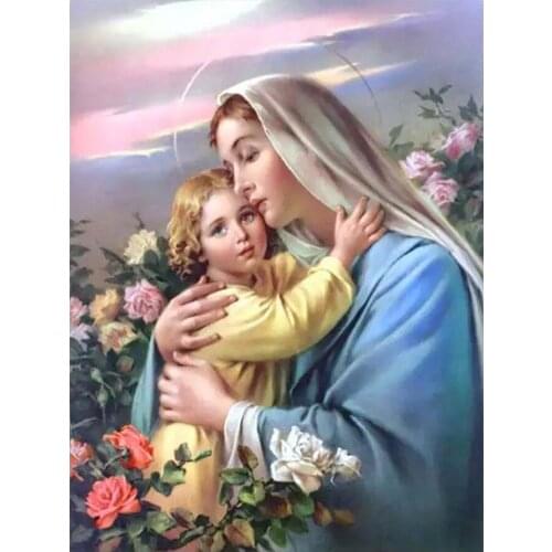 Religious Diamond Painting Portrait Round Full Drill Madonna and Child Nouveaute DIY Mosaic Embroidery 5D Cross Stitch Gifts