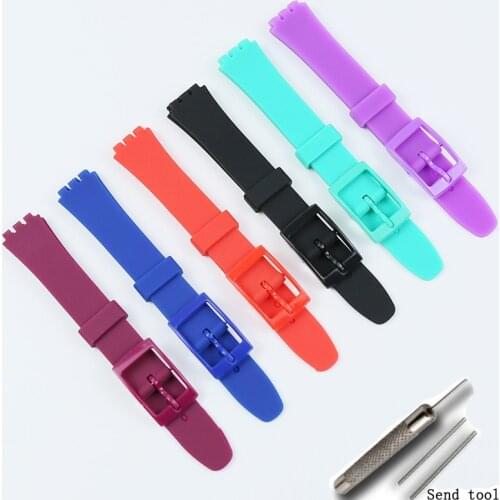 Watch accessories ladies silicone strap for Swatch LB184LK343 strap series small dial 12mm childrens sports rubber strap