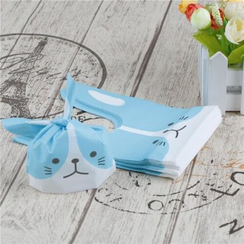 50pcs/lot Self-adhesive Plastic Bags Biscuits Snack Baking Package Food Bag Cute Rabbit Ear Dog Face Cookie Bags Party supplies