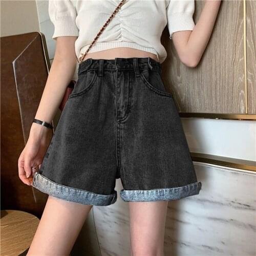 Shorts Women Summer Lady Thin Simple Pockets Comfortable Leisure Solid High Waist Korean Style Womens Short Denim Soft Stylish