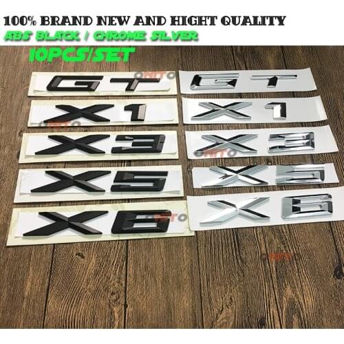 High Quality 10set For bmw X1 X3 X5 X6 GT ABS Chrome car rear bumper trunk emblem Badge Number Letter Sticker car accessories