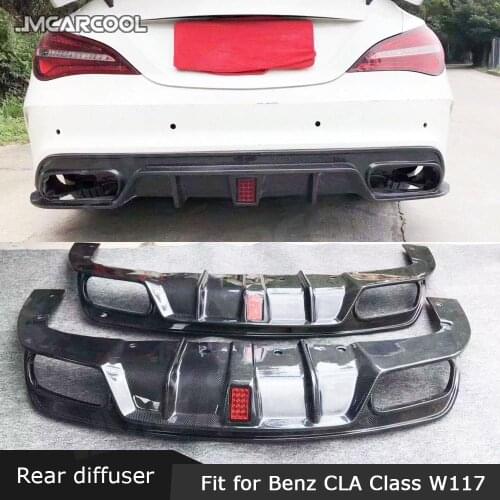 Cla Class Carbon Fiber Rear Diffuser With LED Lamp for Benz W117 CLA200 CLA250 CLA260 CLA45 2013-2018 Back Bumper Guard