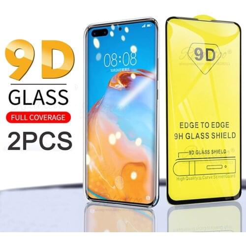 2pcs 9D Full Glue Tempered Glass For huawei p 40 p40 lite e screen protector on Huawe p40 lite light litee p40lite e protective