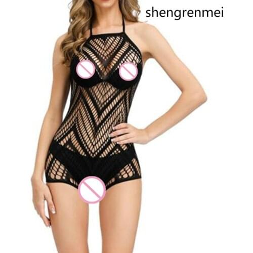 Shengrenmei Female Pajamas Sexy Lingerie Women Fishnet Bodysuit Passion Night Underwear Geometry Jumpsuit Exotic Medias De Mujer