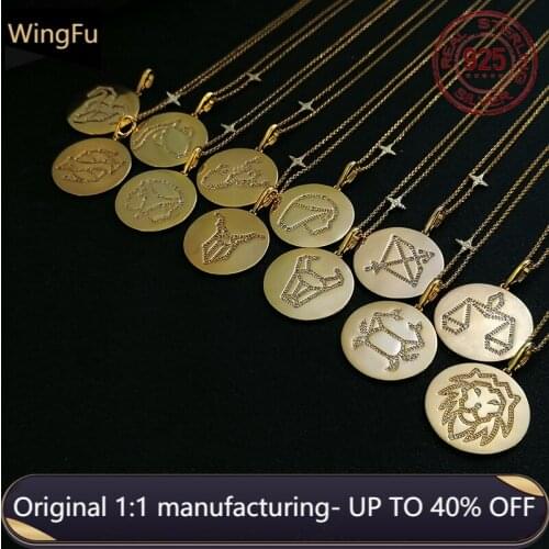 S925 sterling silver golden 12 constellation inlaid zircon pendant necklace women fashion luxury brand Monaco jewelry gift