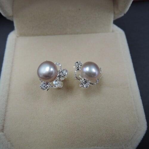 100% nature fresh-water pearl earring the hook with 925 siliver plating
