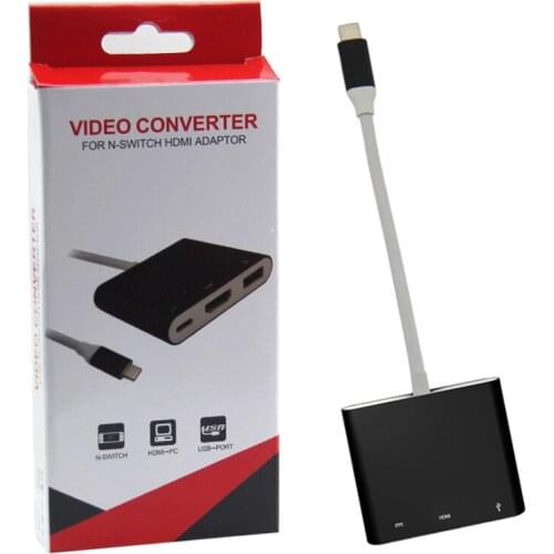 100PCS 2K H-D-M-I Type C Adapter For Nintend Switch Charging Portable Dock For Switch NS USB 3.0 to H-D-M-I Video Converter