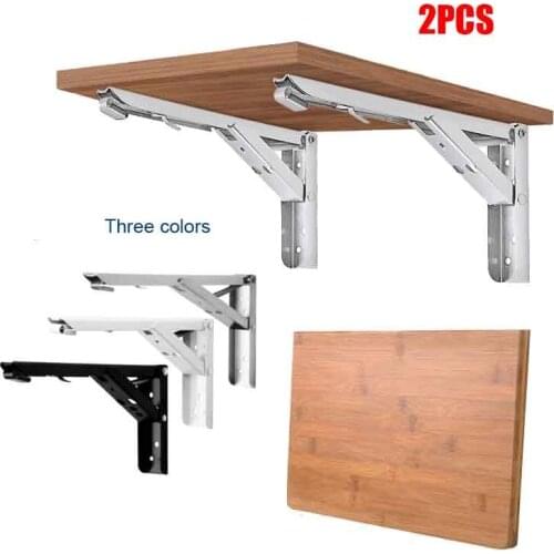 2Pcs Triangle Folding Stand Adjustable Wall Mounted Bookcase Shelf Closet BarFixed Corner Bracket Heavy Duty Bench Support