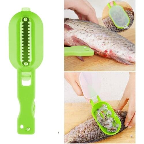 2 In 1 Fish Skin Brush Plastic Fishing Scale Brush Built-in Fish Cutter Scraping Fast Remove Fish Knife Cleaning Scaler kitchen