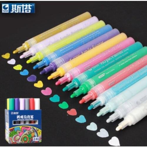 24colors/set STA Acrylic mark pen paint mark drawing student painting art supplies school office supplies