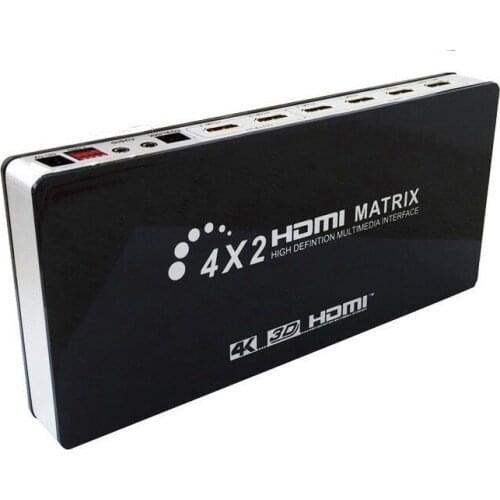 4x2 HDMI Matrix Switcher Splitter 1080P 60hz 4K 4 In 2 Out Audio Adapter Video Converter for XBOX TV BOX Computer PC To Dual TV