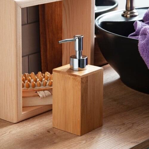 Bamboo Bathroom Accessories Liquid Soap Dispenser Pump Bottle Containers Design Kitchen Decorative Pottery Hand Sanitizer 2021