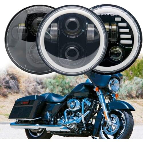 White DRL High Low Beam Projector Led Headlight 5.75 Inch for Iron 883 Sportster Dyna Triple Wide Glide Low Rider Motorcycle