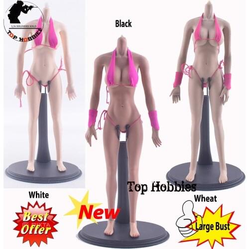 BK/Wheat/WT JIAOUDOL 1/6th Female Jointed DIY Flexible Steel Skeleton Large/Middle Bust Body F12" Figure Head Movable Doll Body
