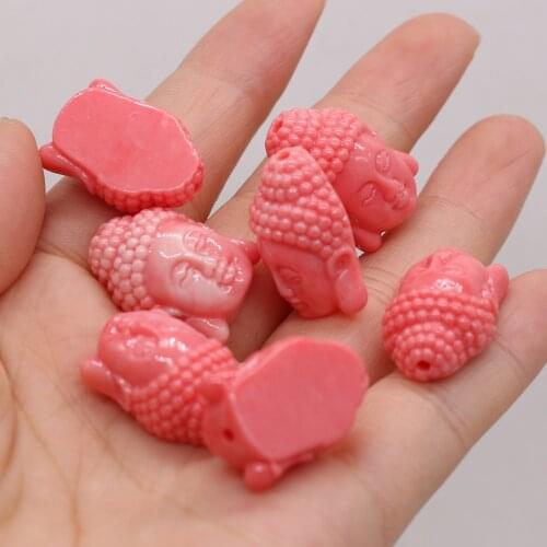 2021New Natural Coral Red Buddha Shape Through-hole Beads Carved Making FashionDIY Necklace Bracelet Accessories Gift10Pcs