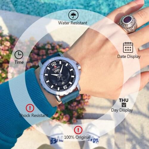 The New NAVIFORCE Top Luxury Brand Quartz Military Sports Man Watch Leather Strap Complete Waterproof Clock Relogio Masculino